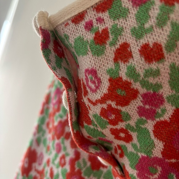 Zara Retro Groovy Floral Knit Halter Open Back Buttoned Barbie Mini Dress - Picture 4 of 6